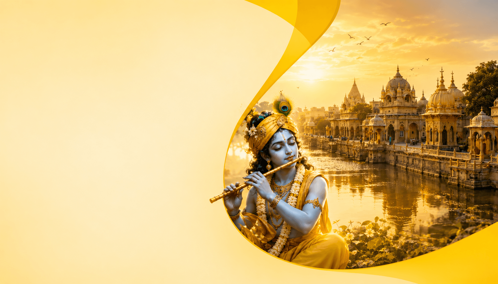 Lord Krishna at Vrindavan — MVG Builders banner