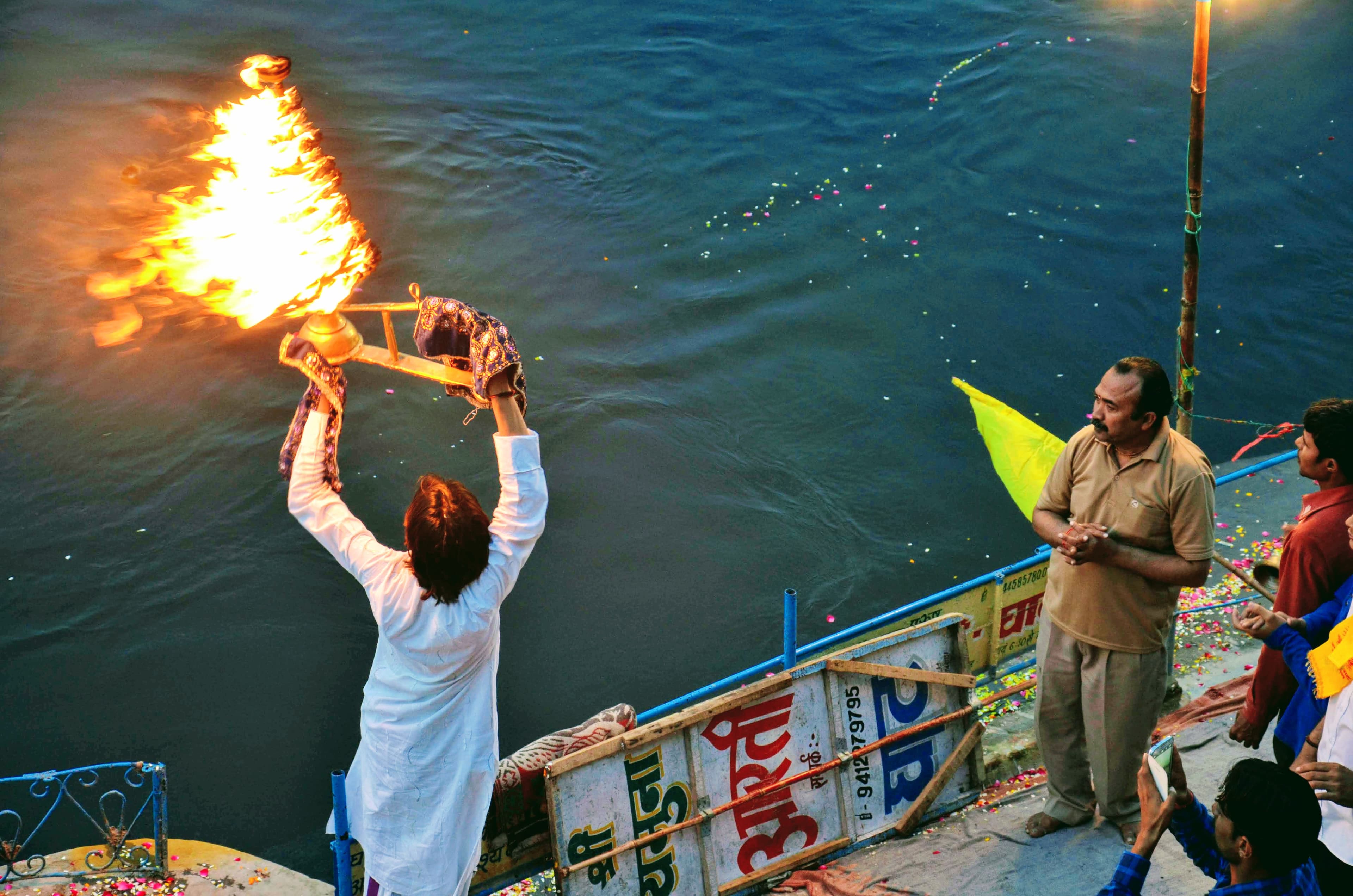 Evening Yamuna Aarti at Kesi Ghat, Vrindavan