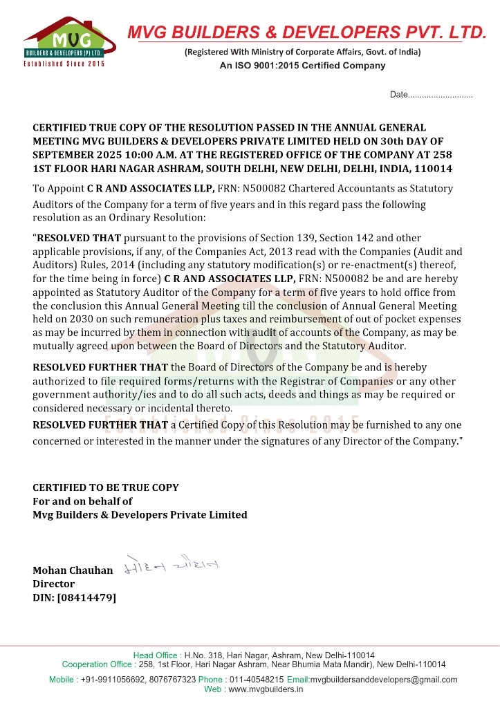 Board Resolution — Statutory Auditors